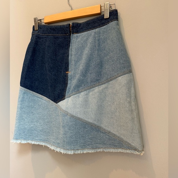 ZARA Basic Z1975 Denim Patchwork Mini Fringed Hem - S - Picture 12 of 13